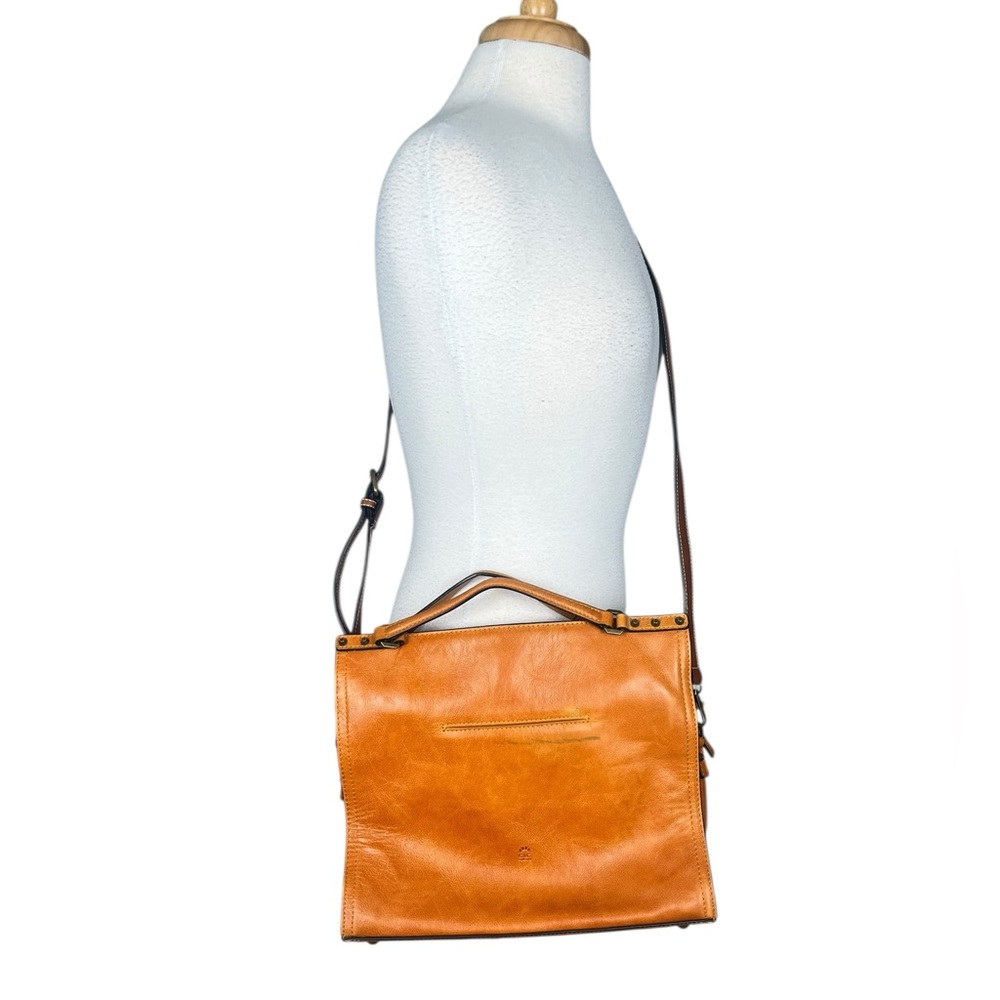 C&C California Lexi satchel bag in British Tan leather with stud detailing